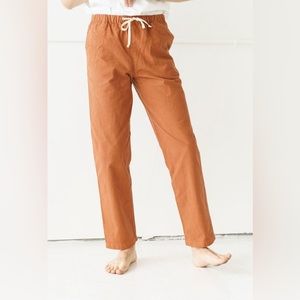Ijji Sz XS Terracotta Japanese Canvas Cotton Drawstring Pants w/ Elastic Waist